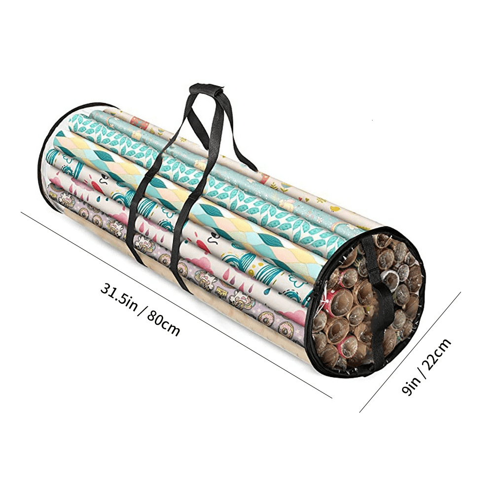 TEMU Sac de rangement pour tubes de papier d'emballage - Conteneur d'emballage cadeau de Noël à la et au design portable avec poignée - Convient aux