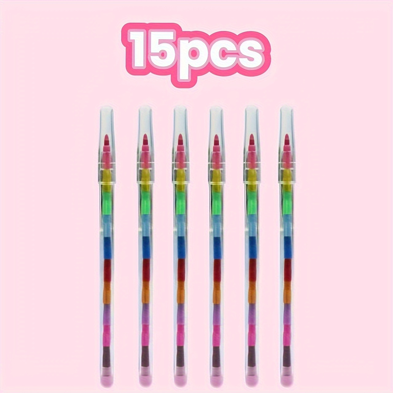 TEMU 15pcs Marspark Stackable Crayons Assemblable Crayons, Party Gifts Multicolor Graffiti Drawing Tools School Office Birthday Party Magic Colored