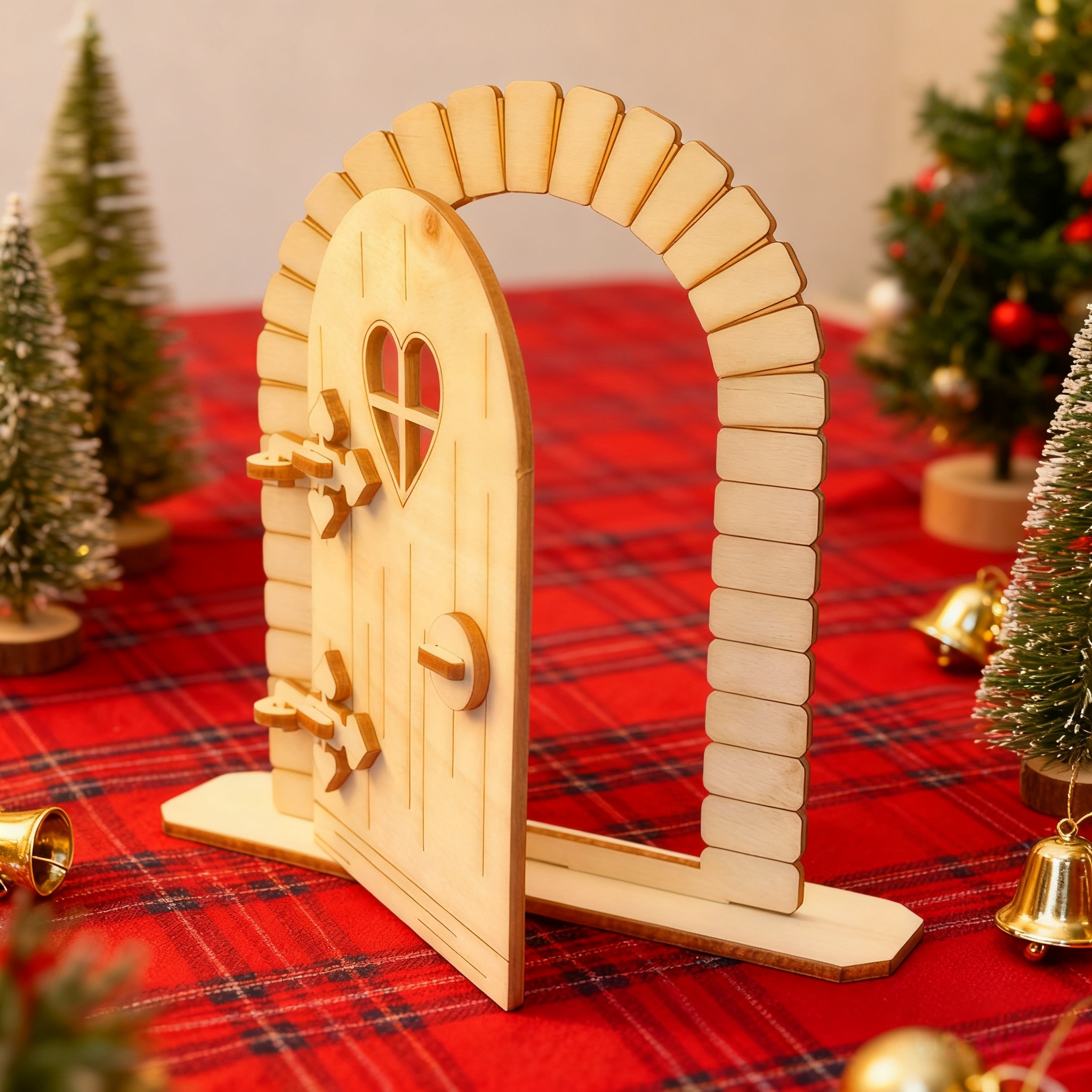 Image of Nativity Figurines, 3d Wooden Elf Door Fairy Door - Christmas Decoration Mini Gnome Door Ornament For Home, Festive Tabletop Decor & Holiday Gift, Perfect For Magical Indoor Setup