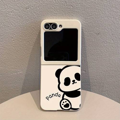 phone case 5197 khaki panda rice color pattern tpu folding full wrap shockproof phone case for samsung galaxy z flip 6 for samsung galaxy z flip 5 for samsung galaxy z flip 4