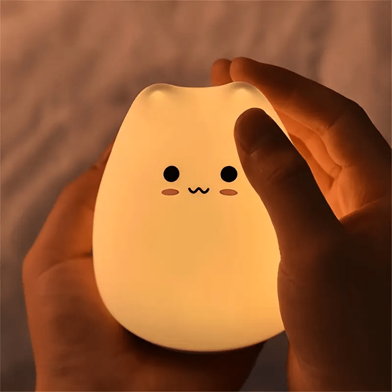 adorable cat night   activated usb powered bedside lamp with warm white multicolor   cute blush     room or cozy bedroom ambiance durable animal themed decor Product details 7