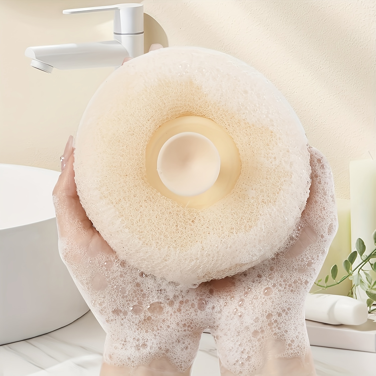 Exfoliating Shower Brush with Suction Cups- Massage Bath Ball Sponge, Suitable for Both Men And Women, Wall-Mounted Loofah, Random Colors.