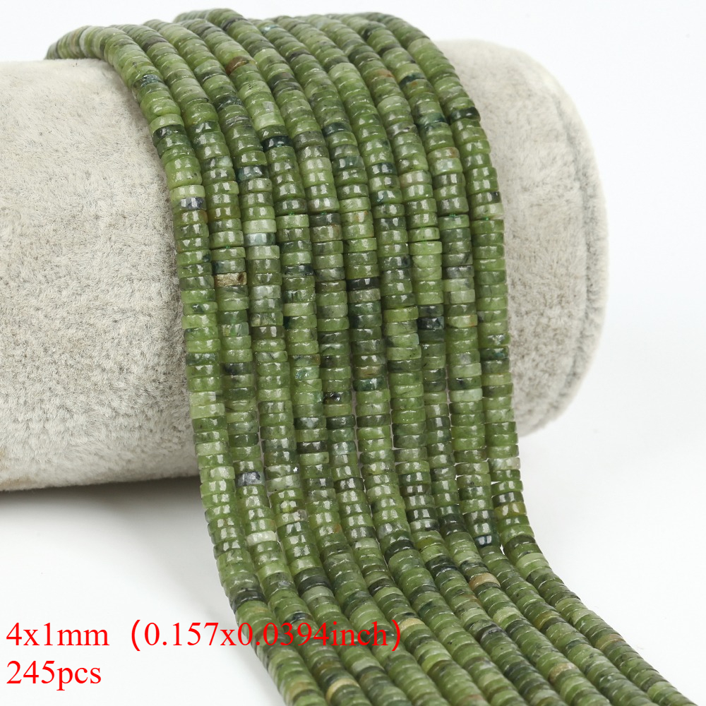 TEMU 4x1mm 245pcs Natural Stone Green Chalcedony Flat Round Loose Beads For Jewelry Making Bracelets Necklace Additions