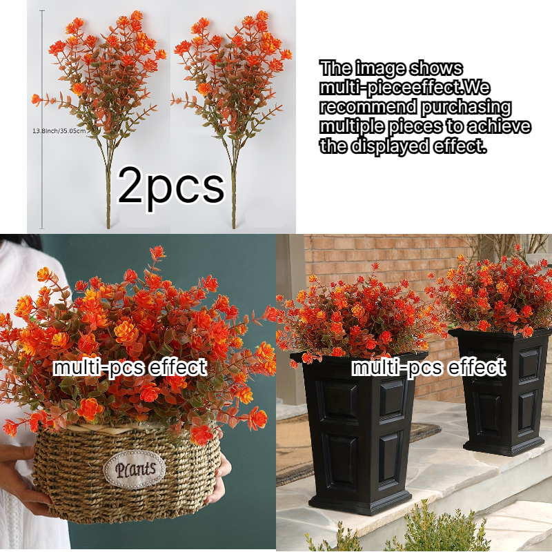 TEMU 2 Bundles Artificial Fall Flowers, No Fade Faux Autumn Plants, Fake Indoor/outdoor Greenery Fall Decorations For Thanksgiving, Christmas,