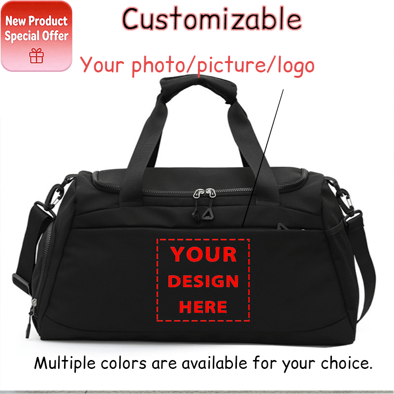 TEMU Customizable Bag With A Separate Compartment For Shoes, Featuring A Zippered Inner Layer, Made Of Durable Material, Designed With Contrasting