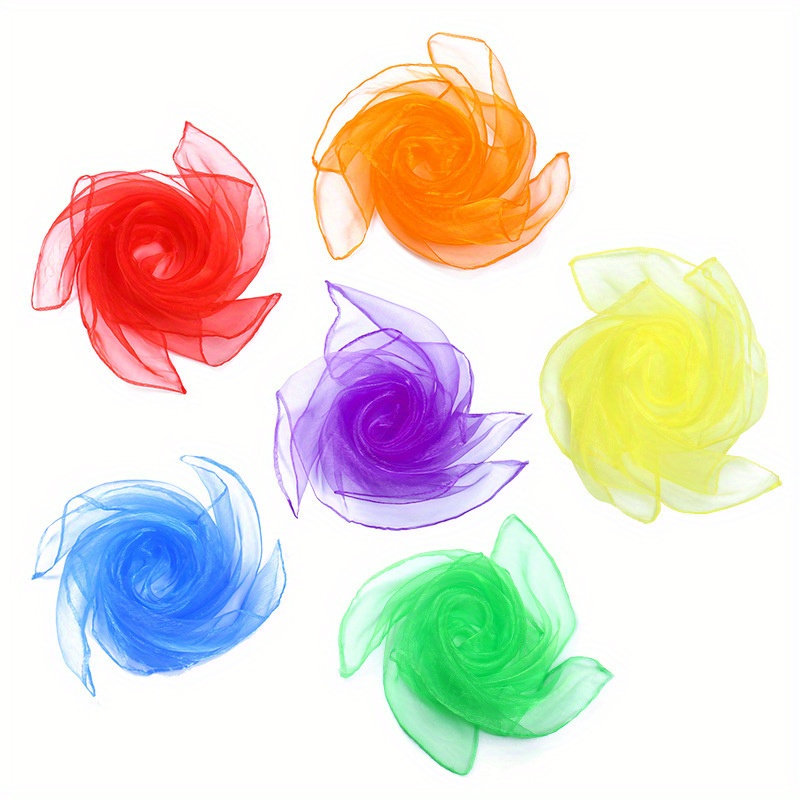 Image of 6pcs Square Juggling Scarves, Performance Prop Additions, Gymnastics Accessory Decor