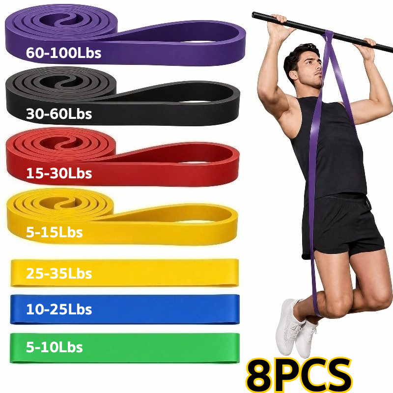 TEMU 7pcs Resistance Bands, For Pull Ups, Workouts, Physical Relax, Legs, Muscle Training, And Body Shaping, 5-110 Lbs, For All Levels: From Beginner
