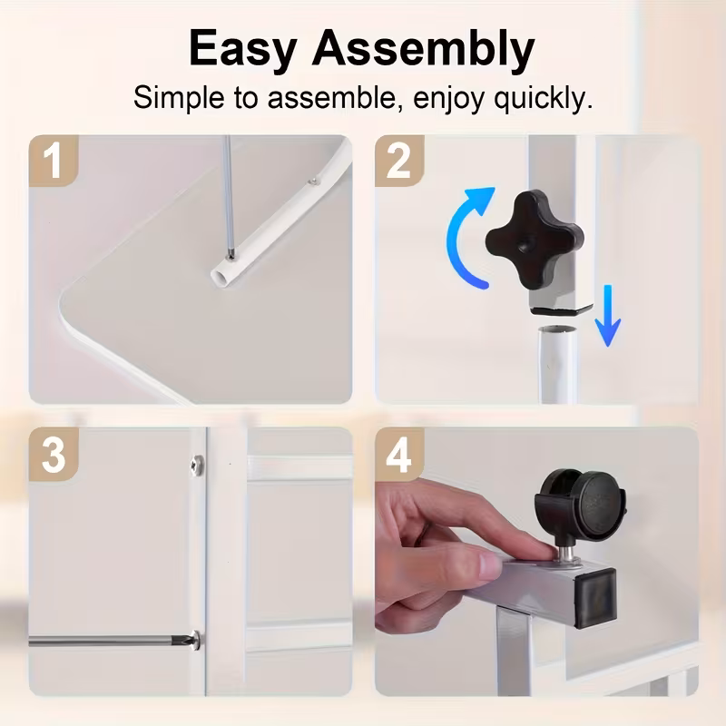 adjustable height rolling nursing layer design with 2 layer shelves space saving heavy duty grade table suitable for elderly patient home and care perfect tool 8 colors Product details 3
