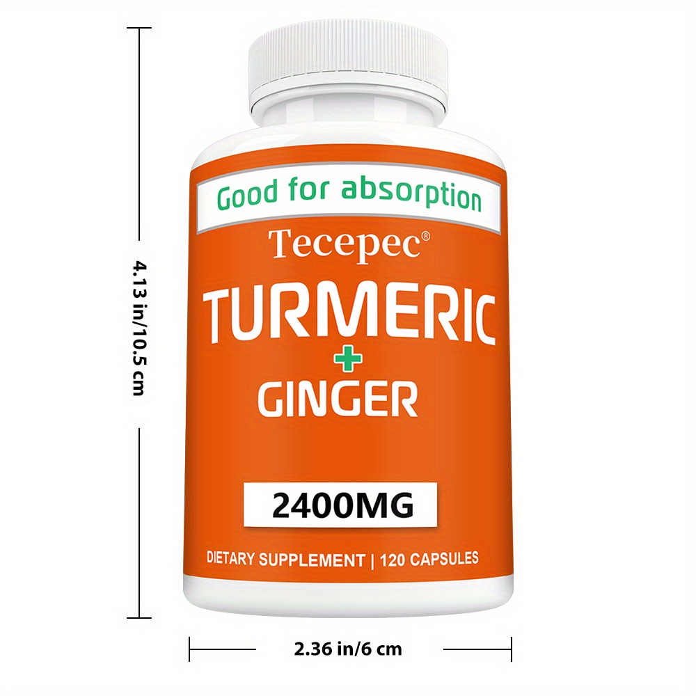 Turmeric and Ginger 2400 mg with Black Pepper Capsules, 120 Count – Supports Immune Health, Energy, and Physical Activity