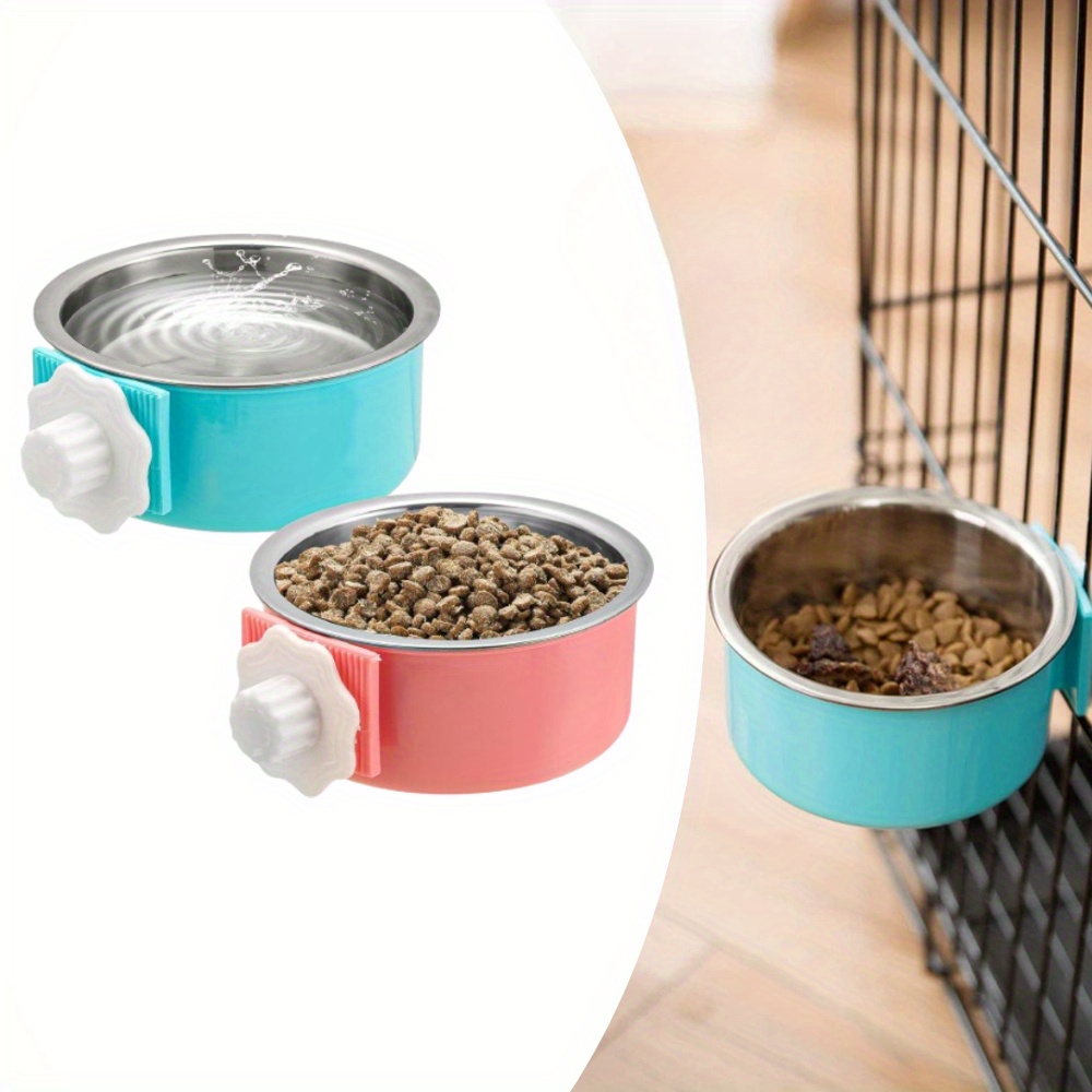 

2 Pcs Steel Pet Hanging Bowl Detachable Pet Hanging Feeding Bowl To Install High Quality -slip And To Feeding Bowl Suitable For ( Red)