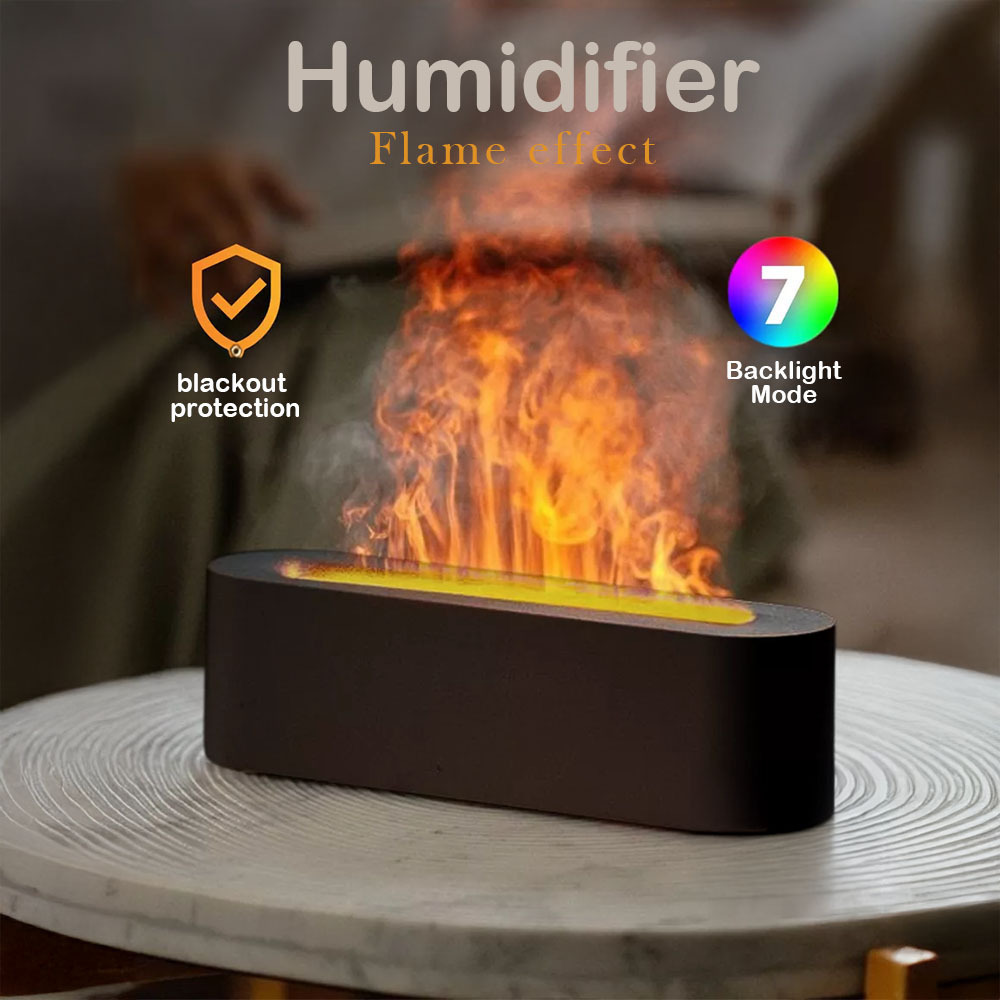 Flame Air Diffuser and Humidifier - 180ml Essential Oil Diffuser with 7 Colors, Noiseless Operation, Auto-Off Protection, Ideal for Home, Bedroom, Office, and Gifts, Bedroom Decor, Home Fragrance, Stylish Decor, Sleek Design, Durable Construction, Efficient Humidification, Mist Maker, Wellness Enthusiasts, Office Workers