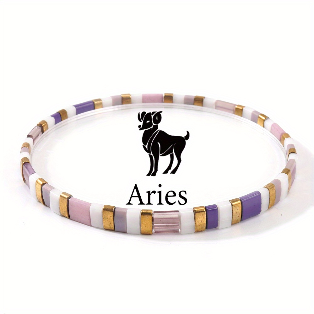 E-shop Frühling/Sommer Neu Zodiac Widder - Glasperlen TILA Elastikband Armband Accessoire