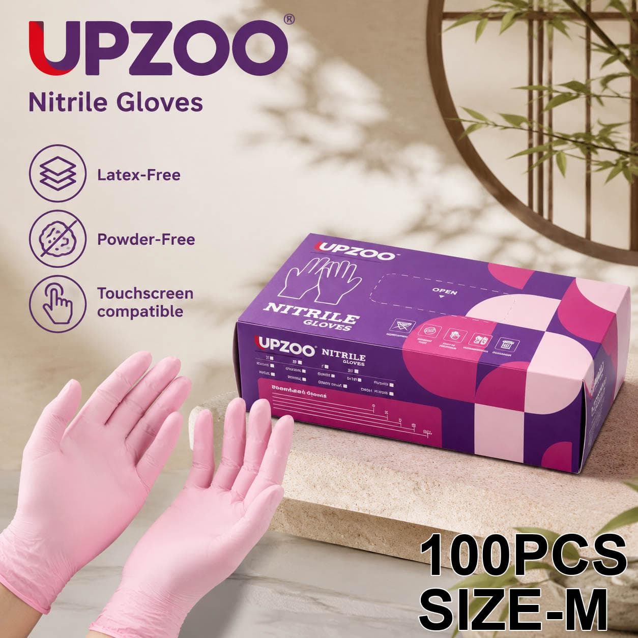 TEMU Upzoo Set Of 100pcs Light Disposable Gloves, Waterproof, Anti-slip, And Elastic, Suitable For Painting, Car Washing, And Pet Bathing