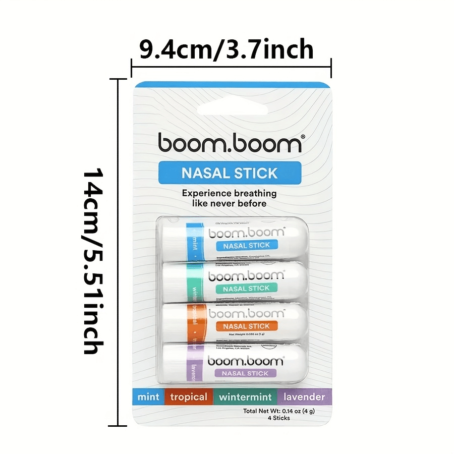 TEMU 4pcs Nasal Stick, Fresh And Cool Inhaler, Using Essential Oil+peppermint Essential Oil (peppermint, Holly, Tropical, Lavender)