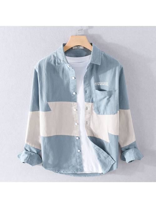 spring and autumn long sleeved shirt for stylish and loose summer workwear shirt for retro top for youth for teenager