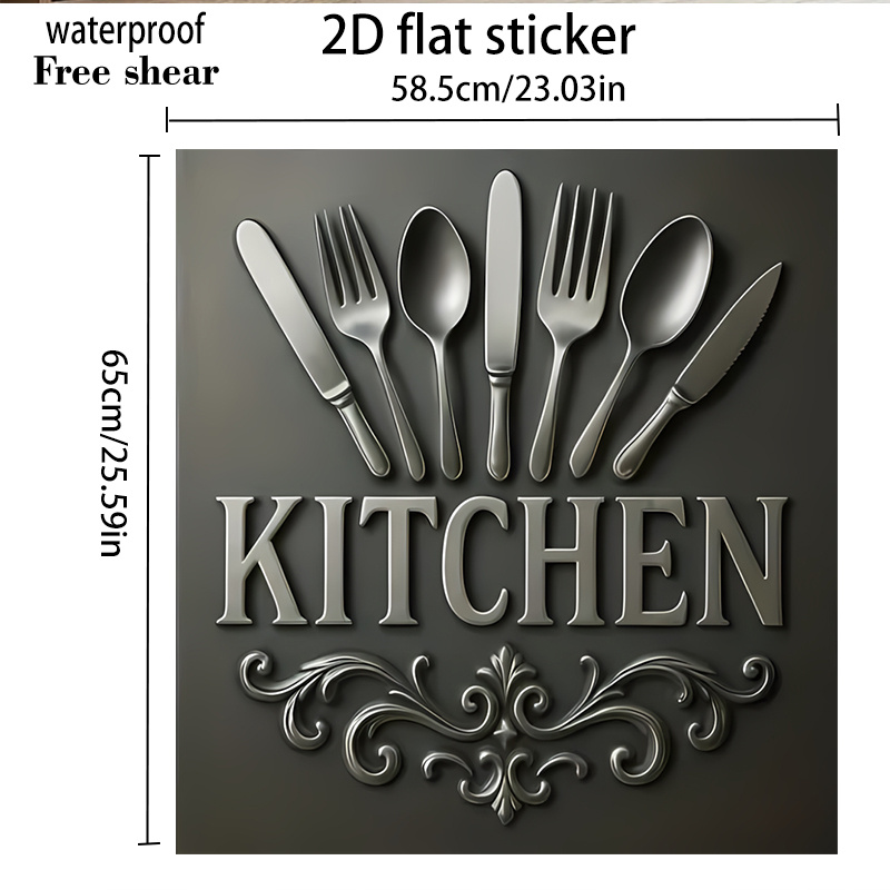 TEMU 2d Flat Surface, 2d Flat Pattern Stickers, Silvery Tableware Design- Suitable For Dishwasher , Washing Machine Tops, Refrigerators, Cabinets,