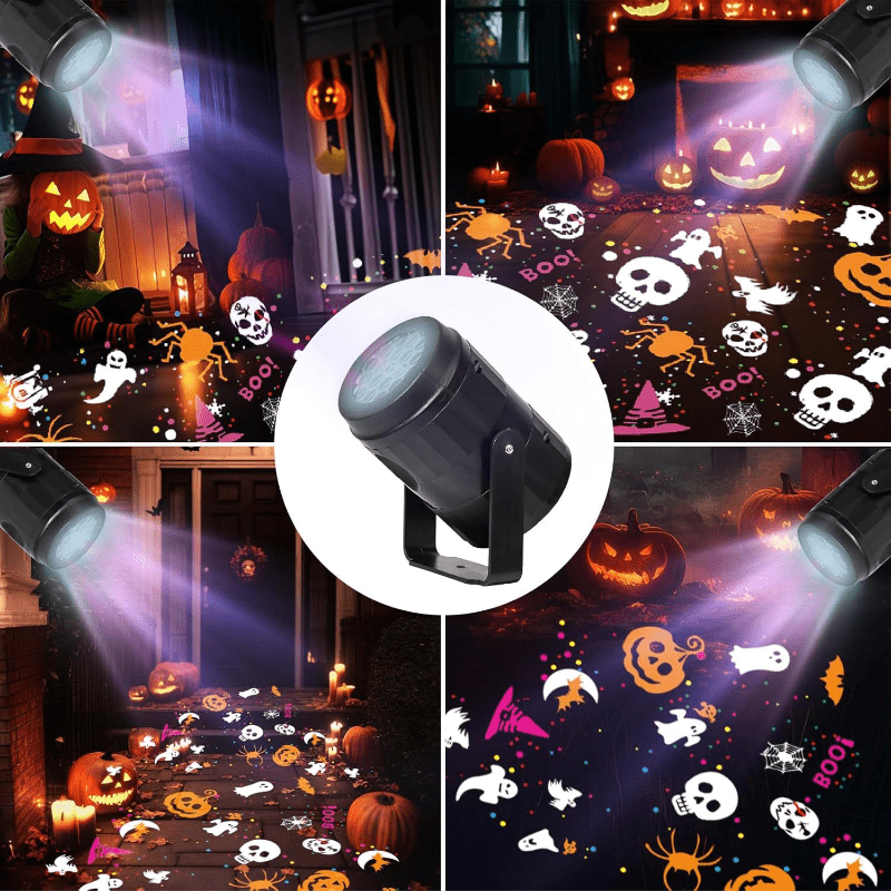 TEMU Proiettore per Halloween, 16 Motivi , per Proiettore LED da con Motivo di Halloween, Luce Decorativa per Esterni per le Feste, un' di Halloween