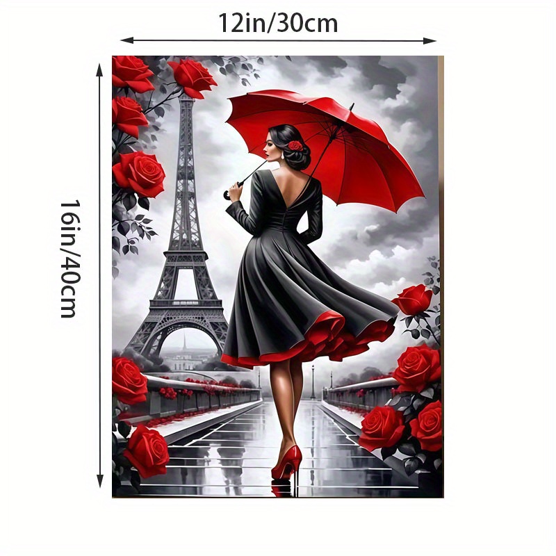 E-shop 1 Stück rahmenlose Leinwand, Elegante Dame mit Regenschirm, Einzigartige kreative Wandkunst-Dekoration, Wohnzimmer, Schlafzimmer, Büro,