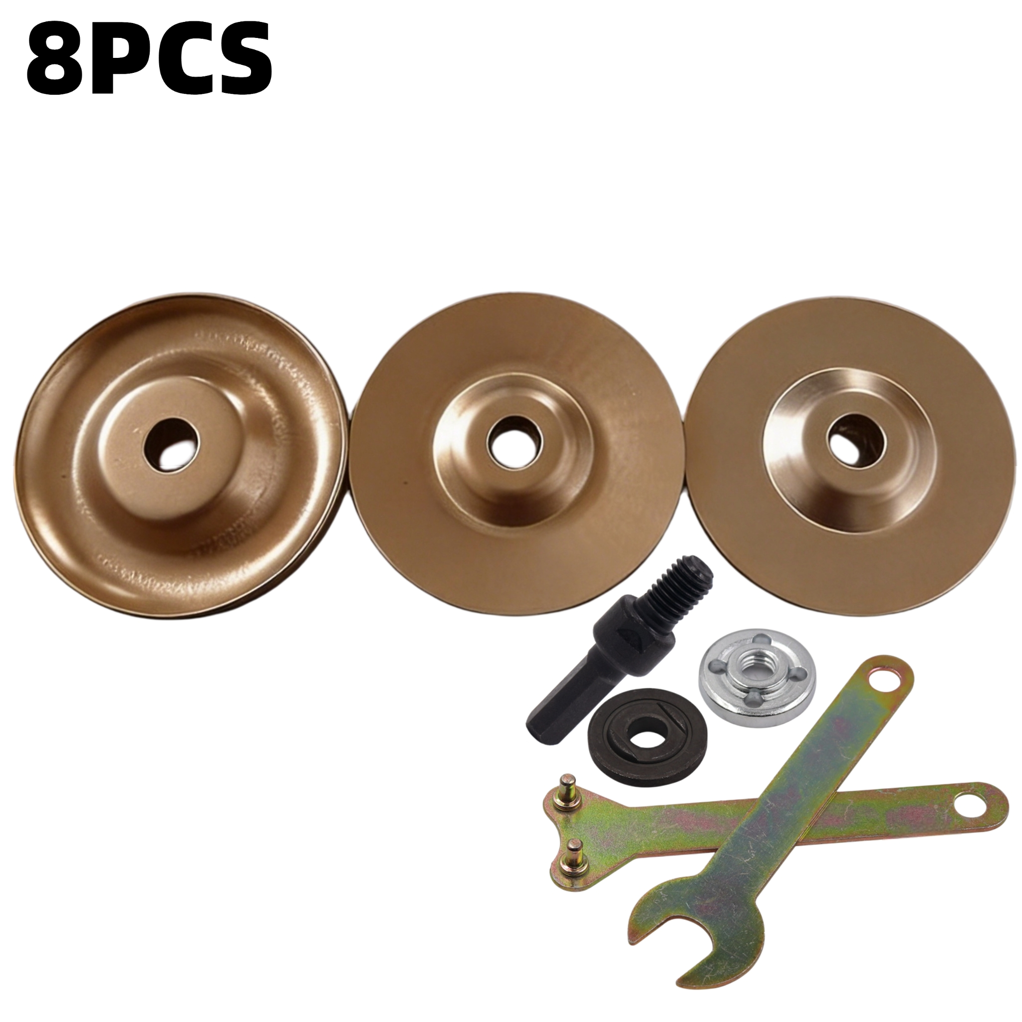 TEMU 8pcs Wood Carving Grinding Wheel Set With Drill Adapter - 125mm Angle Grinder Adapter, Curved Surface Trimming + Fine Polishing, High-durability