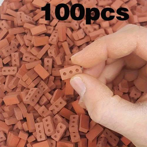 50 100 150 200pcs mini red brick set diy micro brick with realistic bricks for fairy garden construction party decorations and themed events