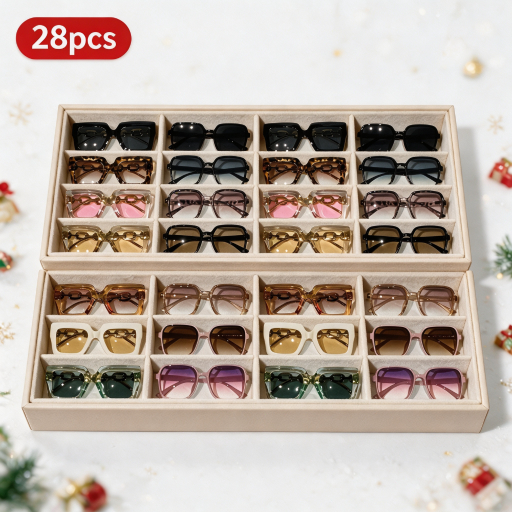 TEMU 28-pack Christmas Fashion Fashion Glasses For Men And Women, Random Color Shipping, Unisex , Stylish Casual Accessories For Travel, Beach Trips,