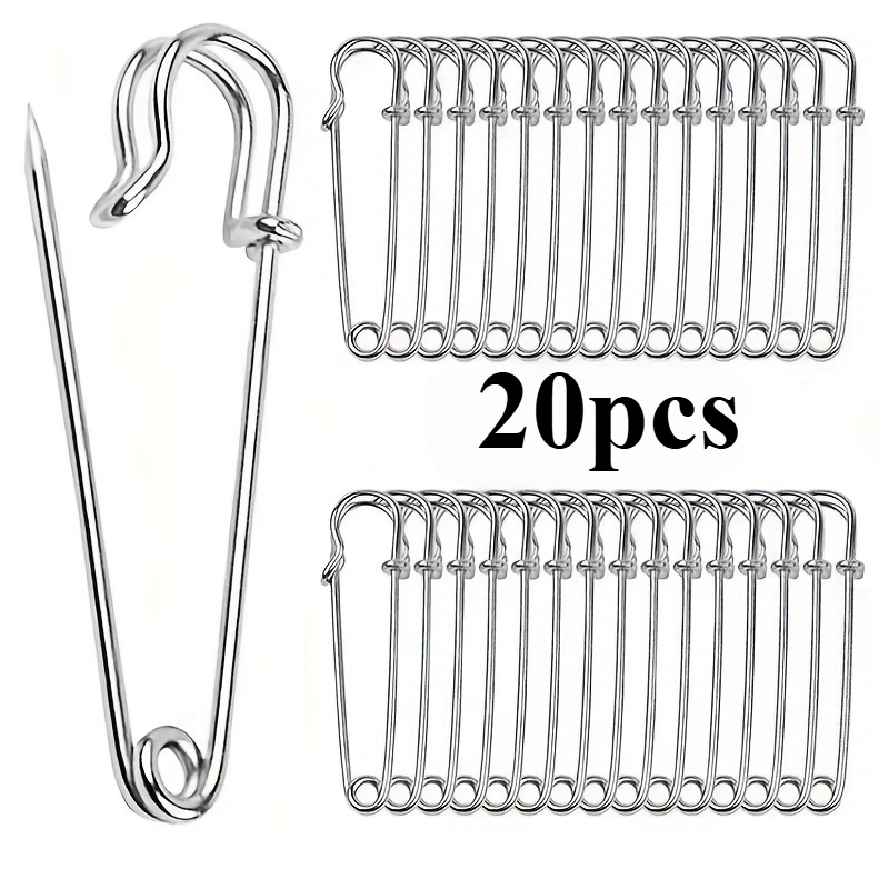 

20/40pcs Silvery Safety Pins, 50mm Long, Suitable For Clothing, Leather, Crafts, Canvas, Blankets And Bags, Christmas, New Year Gifts