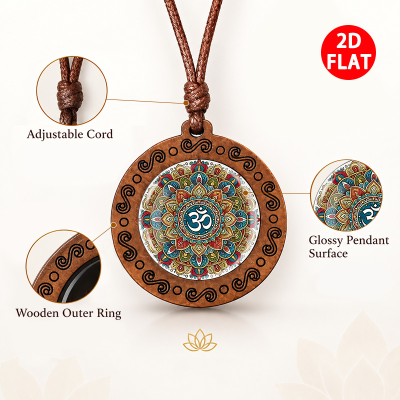 Buddhist Elements 2D Flat Pendant Necklace, Unisex Gift