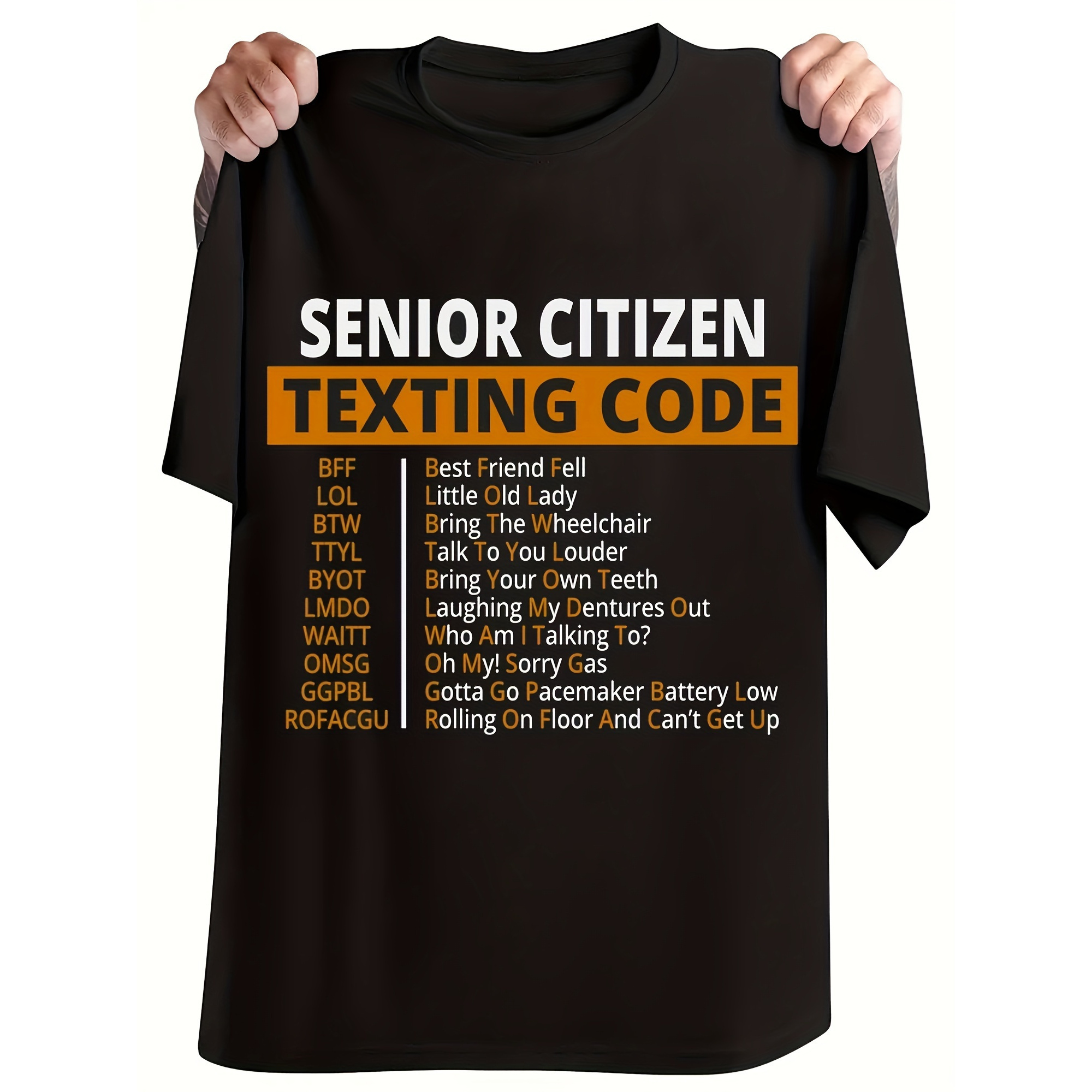 

Senior Text Message Code Men's High-quality Fit Text Novelty Printed T-shirt Summer Fun Pattern Casual Breathable T-shirt