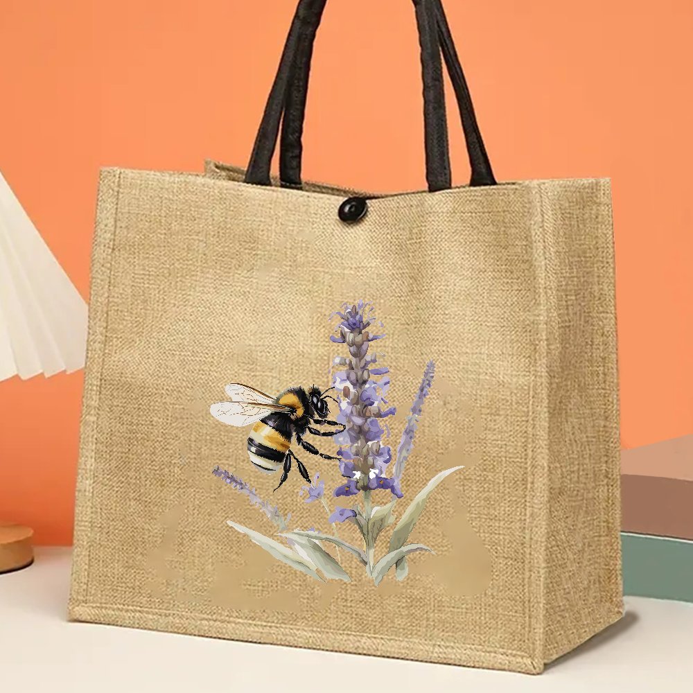 TEMU Aesthetic Bee Teacher Tote Bag, A Perfect Gift For Educators, Featuring A . This And Stylish Jute Bag Is Durable And Ideal For Outdoor Picnics,