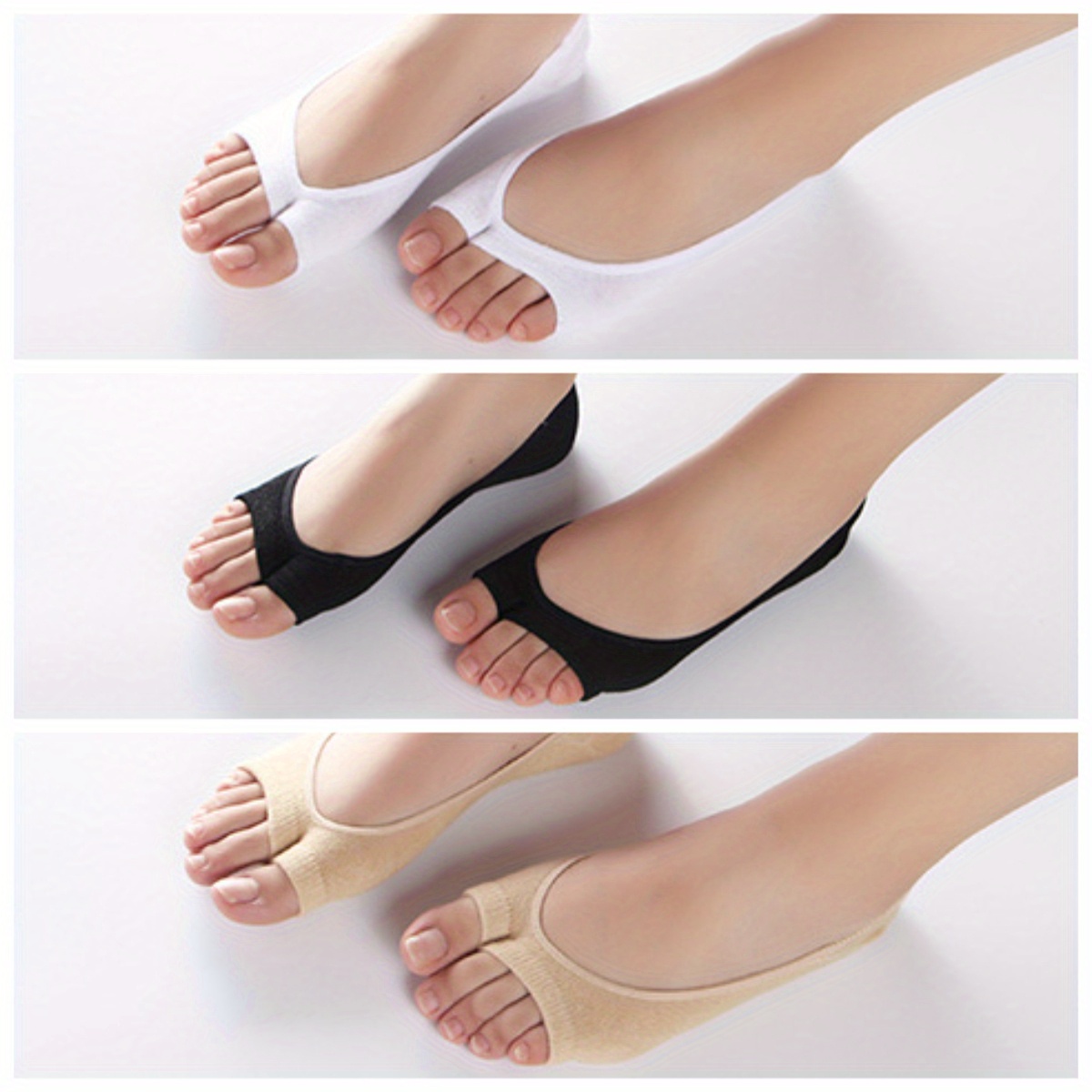E-shop 3 Paar Damen Unsichtbare Silikon Anti-Rutsch Zehensocken - Niedrig geschnittene Socken für High Heels, & Formelle Anlässe, Hausschuhe-Slipper,