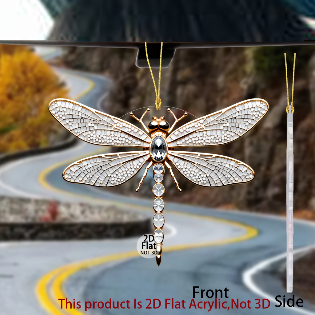 TEMU 2D - Colgantes Decorativos Multifuncionales 2D de Acrílico, con Mariposas Blancas y Libélulas, Son Perfectos Como Adornos para Teléfonos,