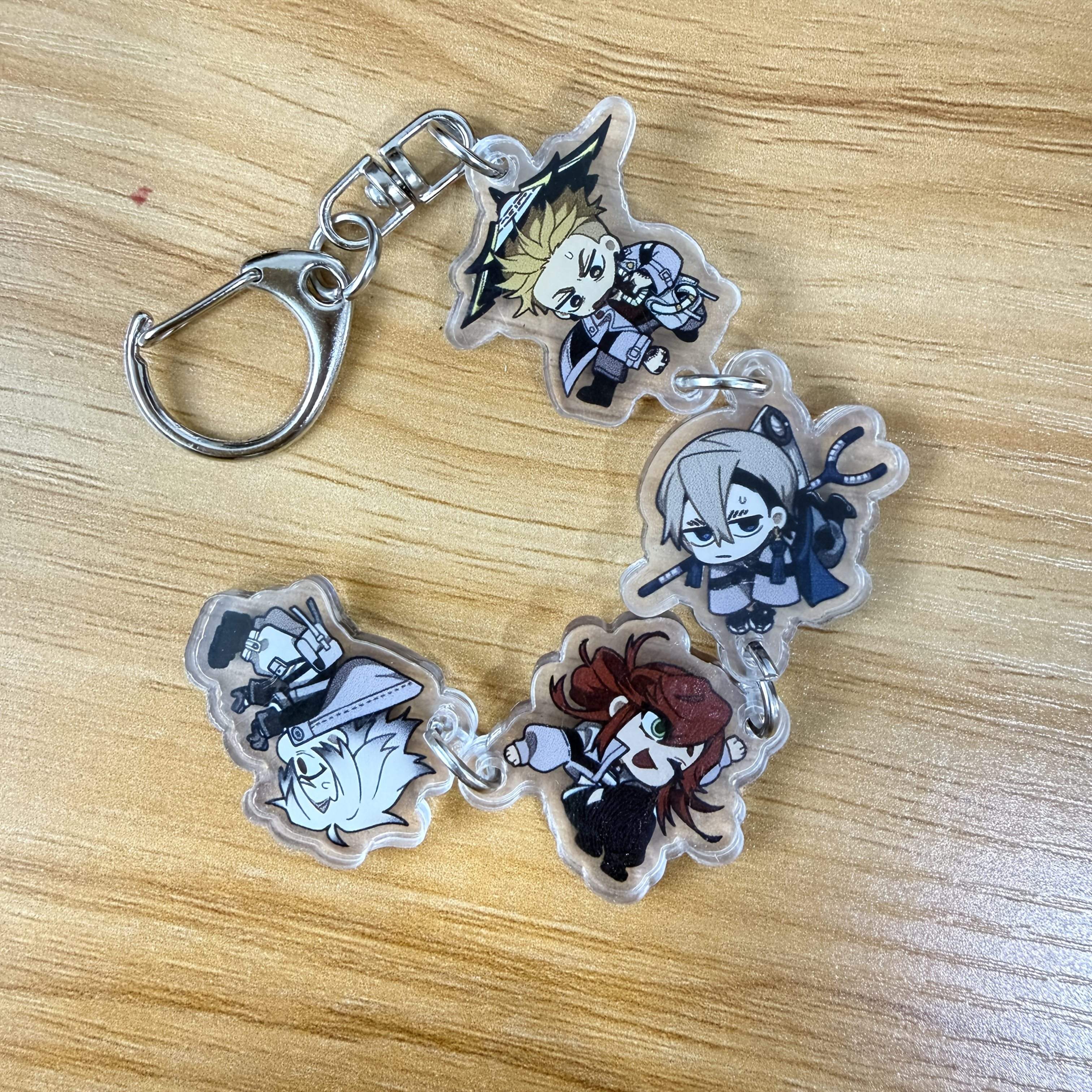 TEMU 2d Flat, 2d Flat Acrylic Keychain, 4pcs Per Strand, Double-sided Printed With Exquisite Character Designs, Holiday Gift Accessories, 2d Flat