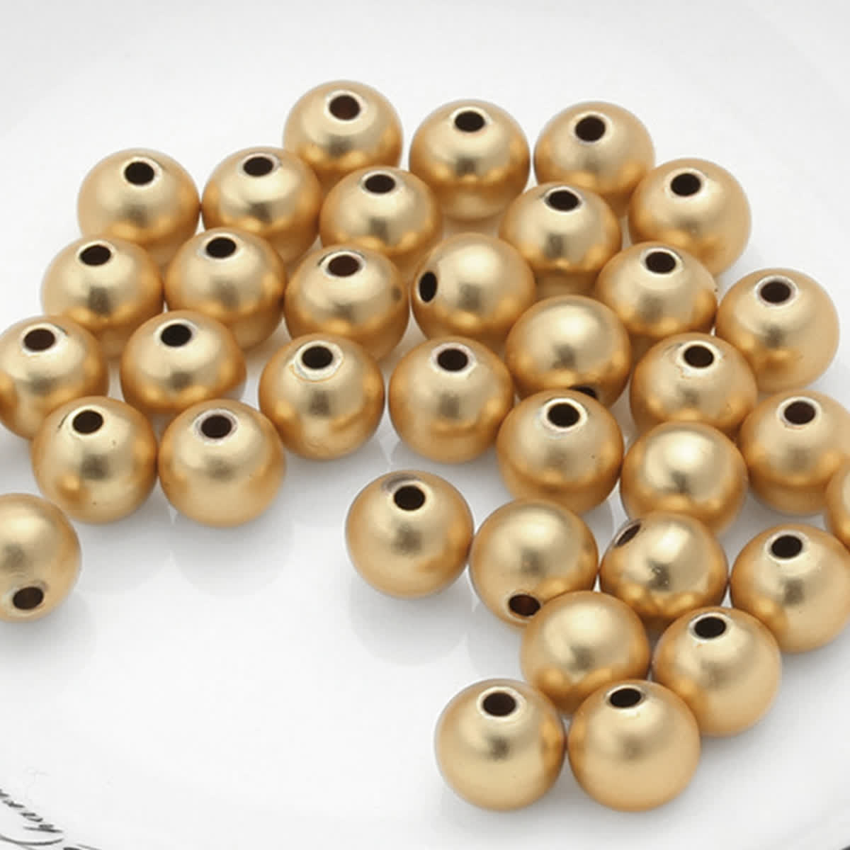 TEMU 40/99/199 pezzi 6/8/10 mm Perline dorate a forma di sabbia con foro dritto, perline decorative - Adatte per di gioielli - Collana, bracciale,