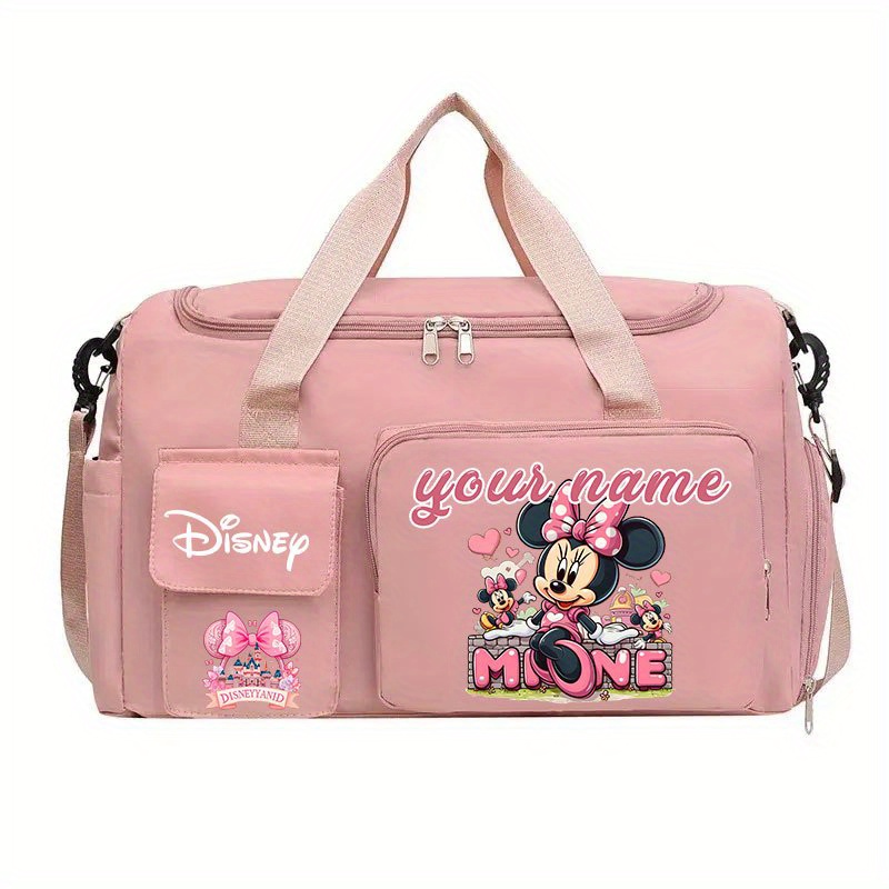 TEMU Mouse Foldable Travel Duffel Bag With Shoe Compartment, Wet/dry , And Multiple Pockets - Light Purple, Pink, Blue, Black - Gym, Travel, And Hand Wash Only, Duffle Bag For Travel