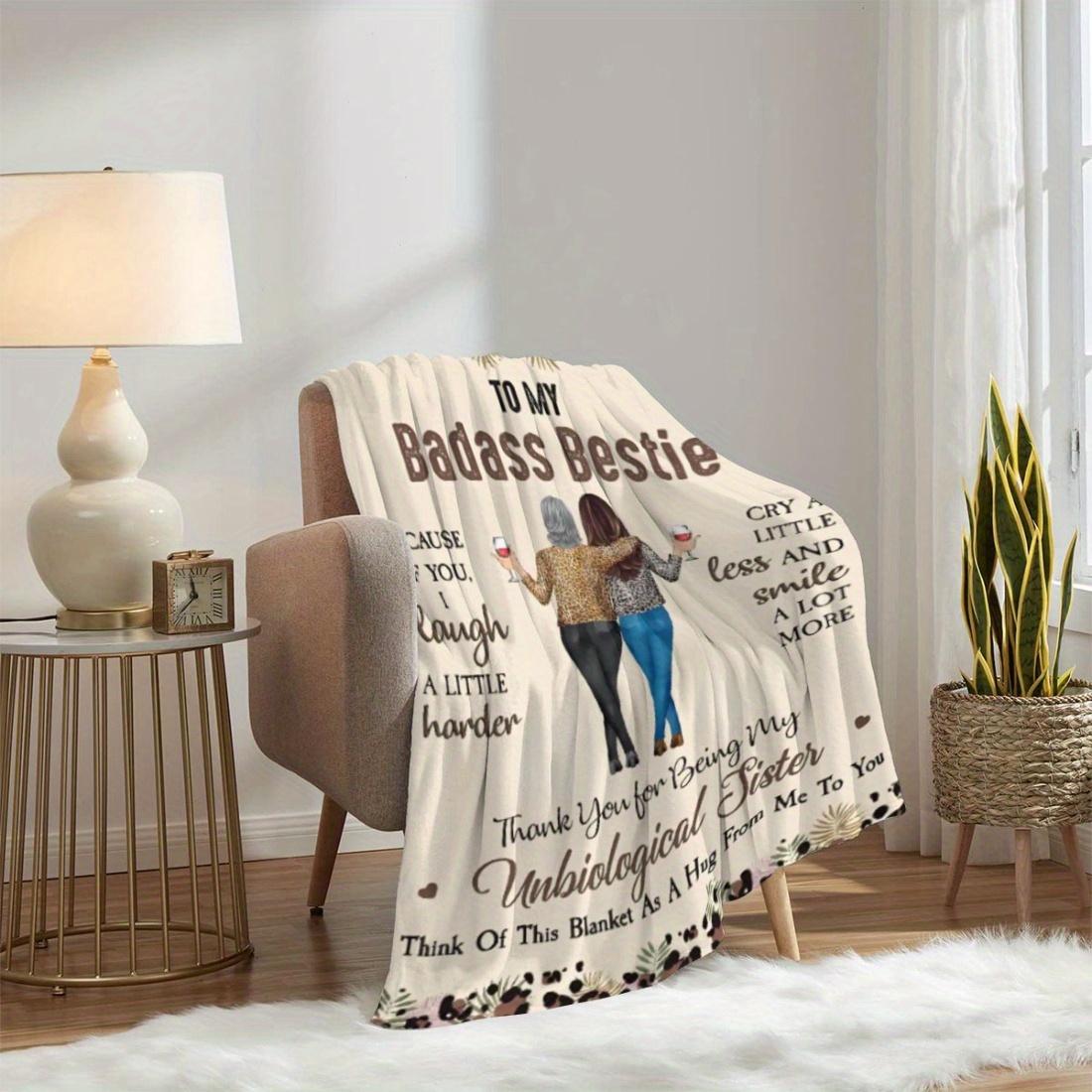 Ultra-Soft "to My Badass Bestie" Fleece Throw Blanket
