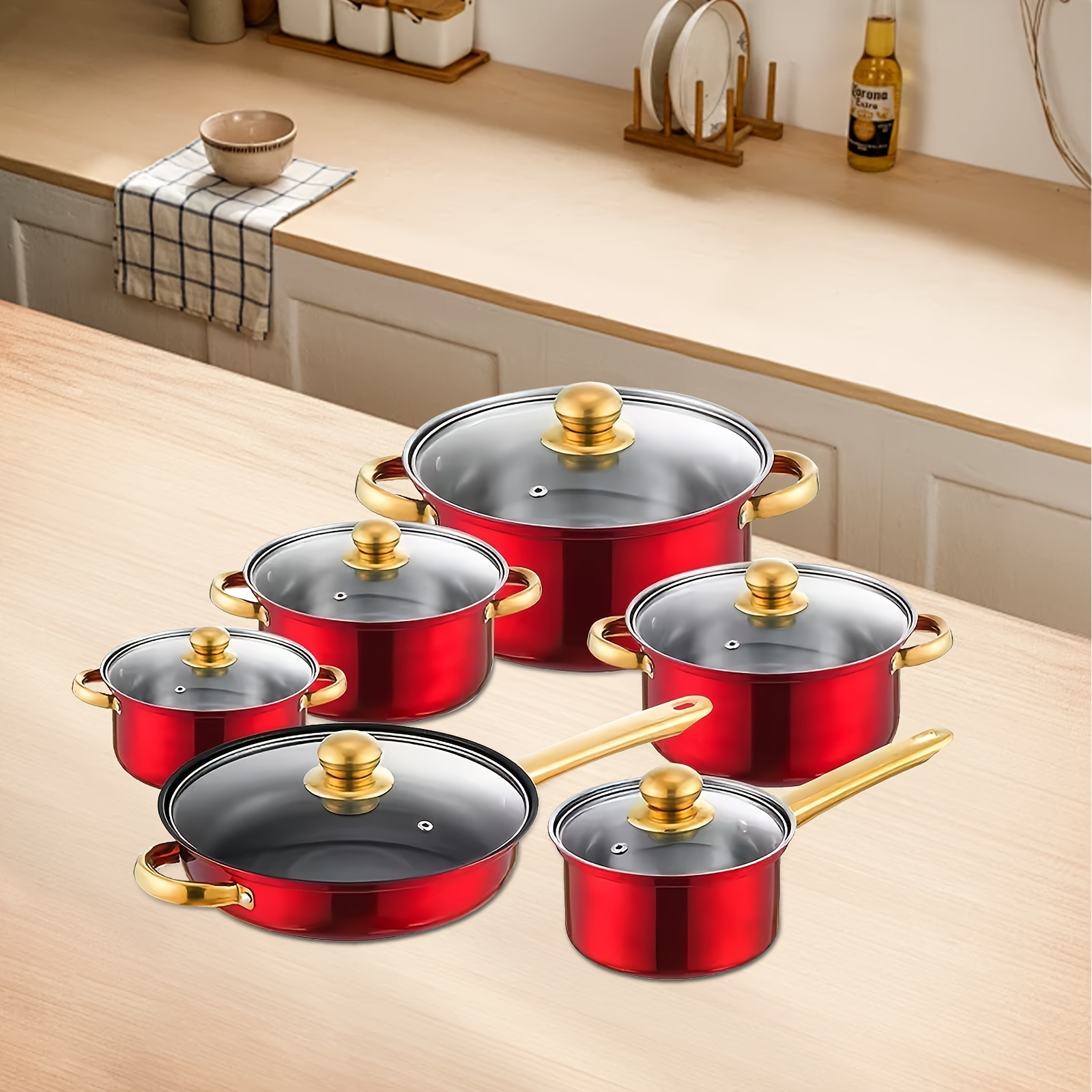 6pcs stainless steel wok set non   to clean kitchenware suitable for frying   and soup making details 5