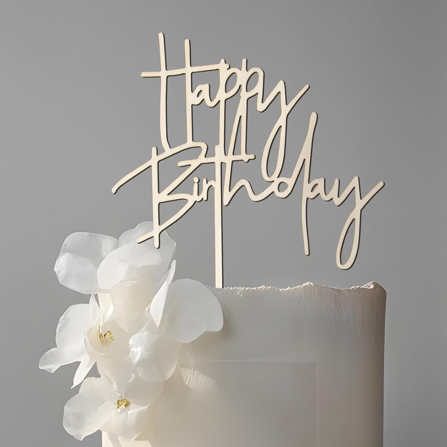 Image of 1pc Birthday Party Cake Topper, 1pc Happy Birthday Cake Topper Hat, Decorative Wooden Cake Topper For Birthday Party Cake Decoration