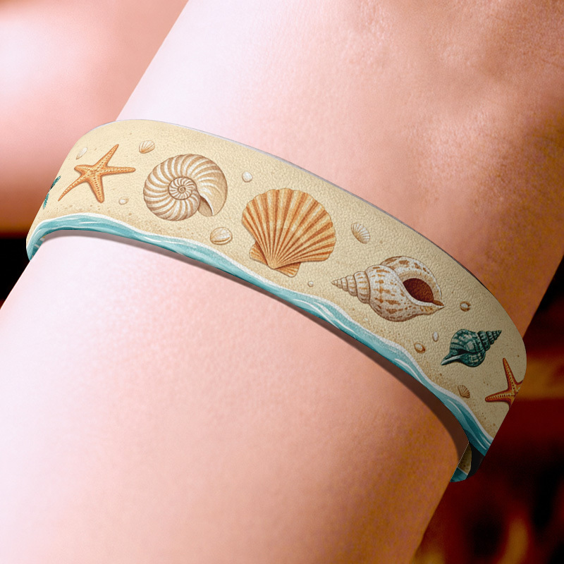 Ocean-Themed Polyester Elastic Wristband, Shell & Starfish Designs