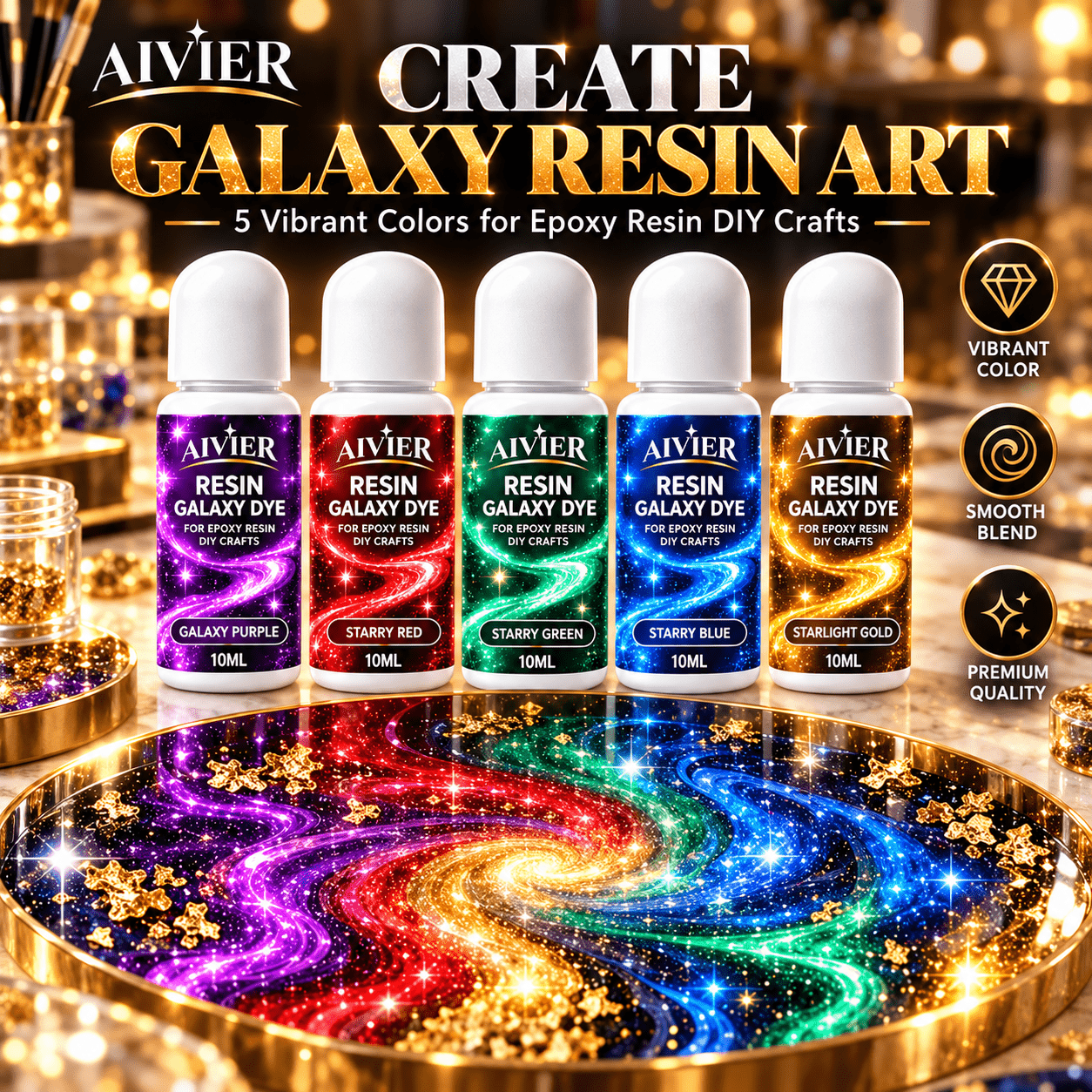 TEMU Five-color 5pcs Set Resin Dyeing Set High-concentration Fast-drying Epoxy Resin Dye, Suitable For Epoxy Resin And Shaker Cup Making, Bubb-free
