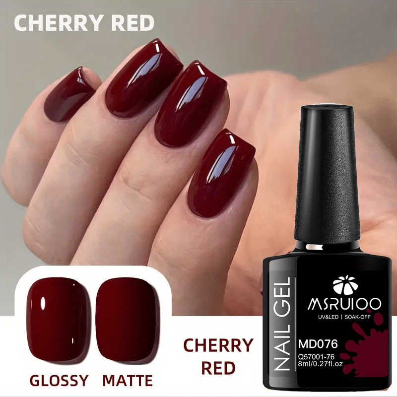 1pc Msruioo 0.27oz New Summer/fall Collection Vibrant Cherry Red Nail Polish, High , Durable And Gentle, Requires Lamp Lighting For