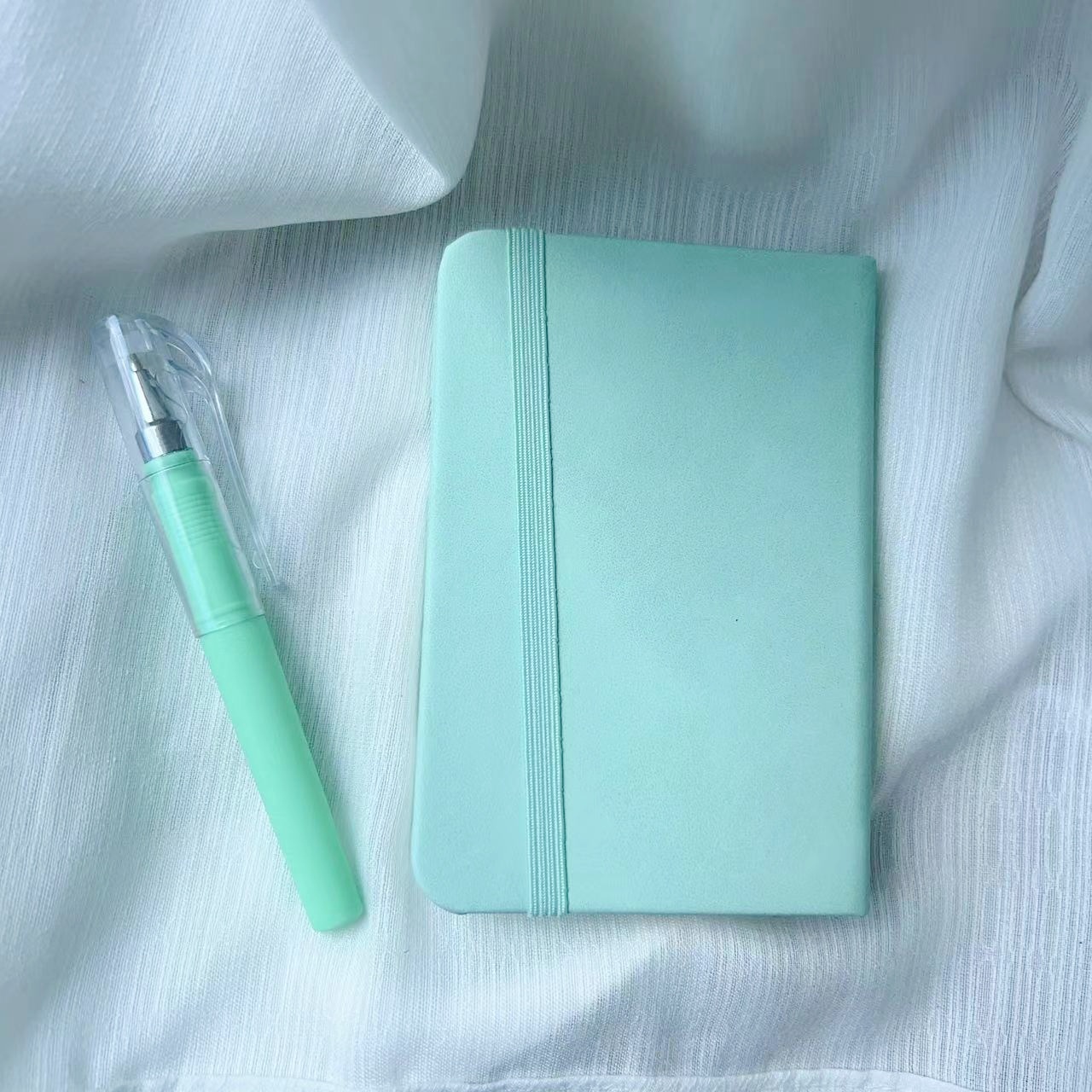 TEMU 1 Set Of Artificial Leather Pocket Notebook Set With A Matching Pen- A Soft Mini Diary, Each Book Has 100 Lined Pages, An Elastic Closure, Very