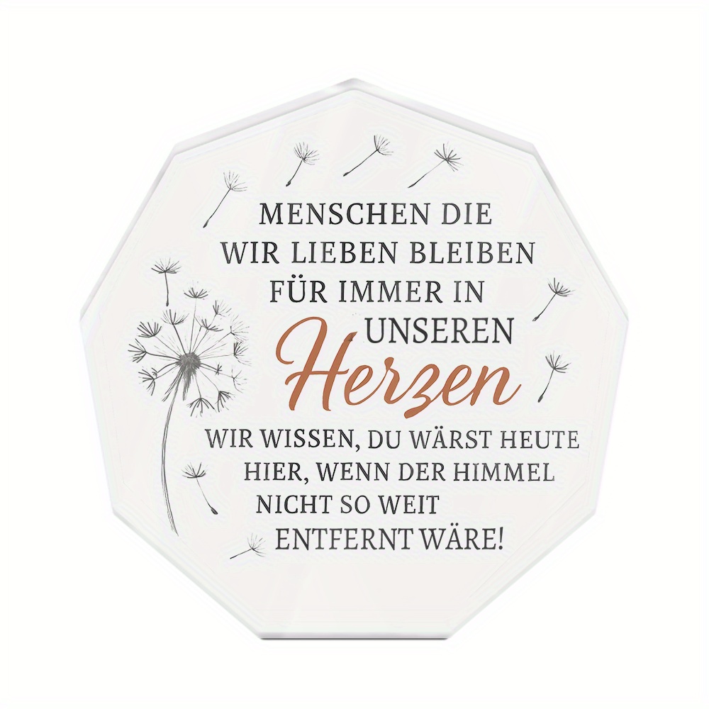 E-shop 2D Flach, 2D Flach Putuo Dekor 1 Stück Deutsch Neunzackiges Acrylschild Tischdekoration, Für Immer in Unseren Herzen, Schreibtischdekoration für