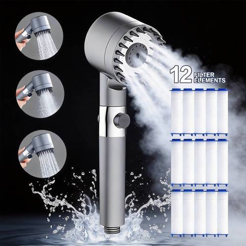 yxmx rv bathroom handheld filter shower set five layer filter three mode massage high pressure water saving wall mounted contains 12 filter elements abs material modern bathroom accessories shower only