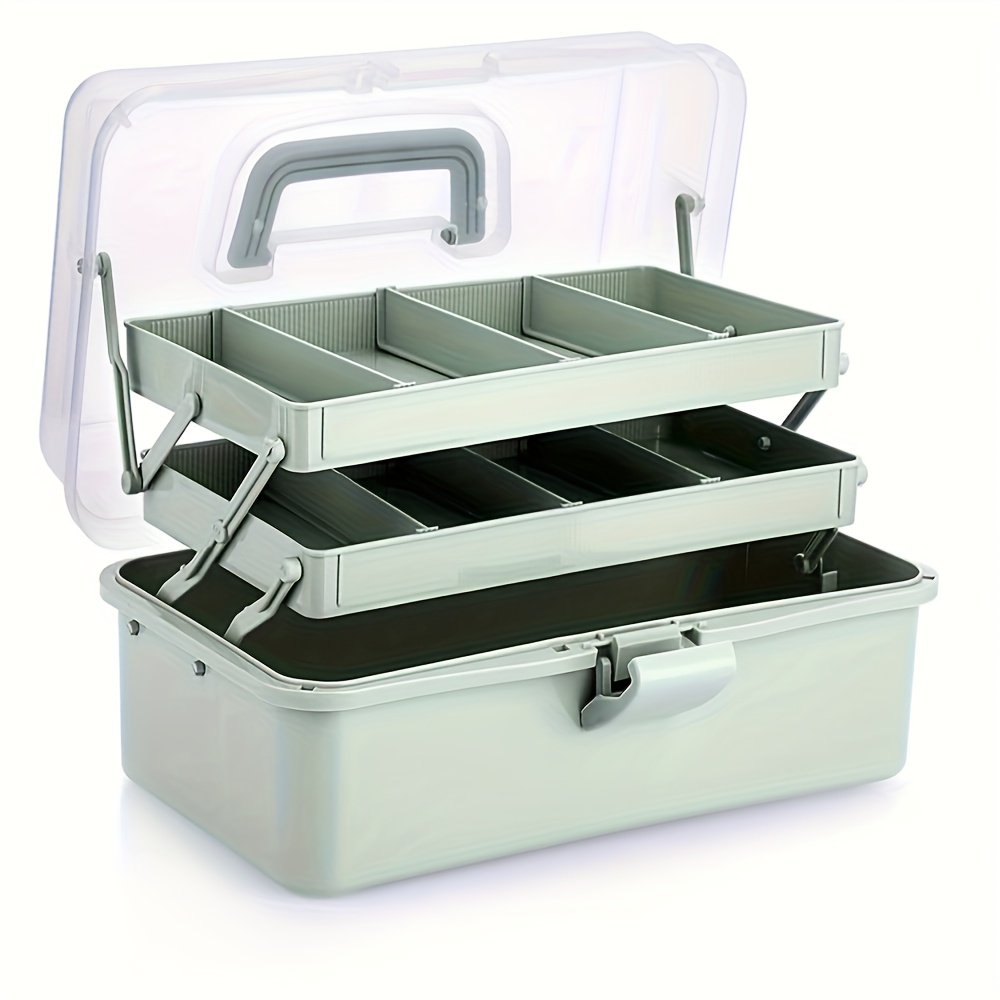 TEMU Large-capacity Foldable Storage Box, Portable And Durable Plastic Storage With A Transparent Lid, Suitable For Art Supplies, Tools, Medicine,