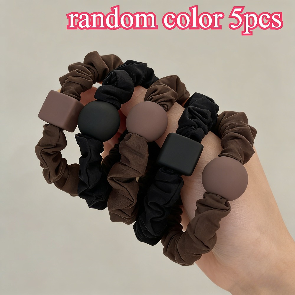Image of 5pcs Pack (random Colors) Korean Style High-elasticity Hair Ties Suitable For Daily Wear, Yoga, Gym & Ponytails - Small Hair Bands, Minimalist Rubber Bands For Braids, Buns, For &