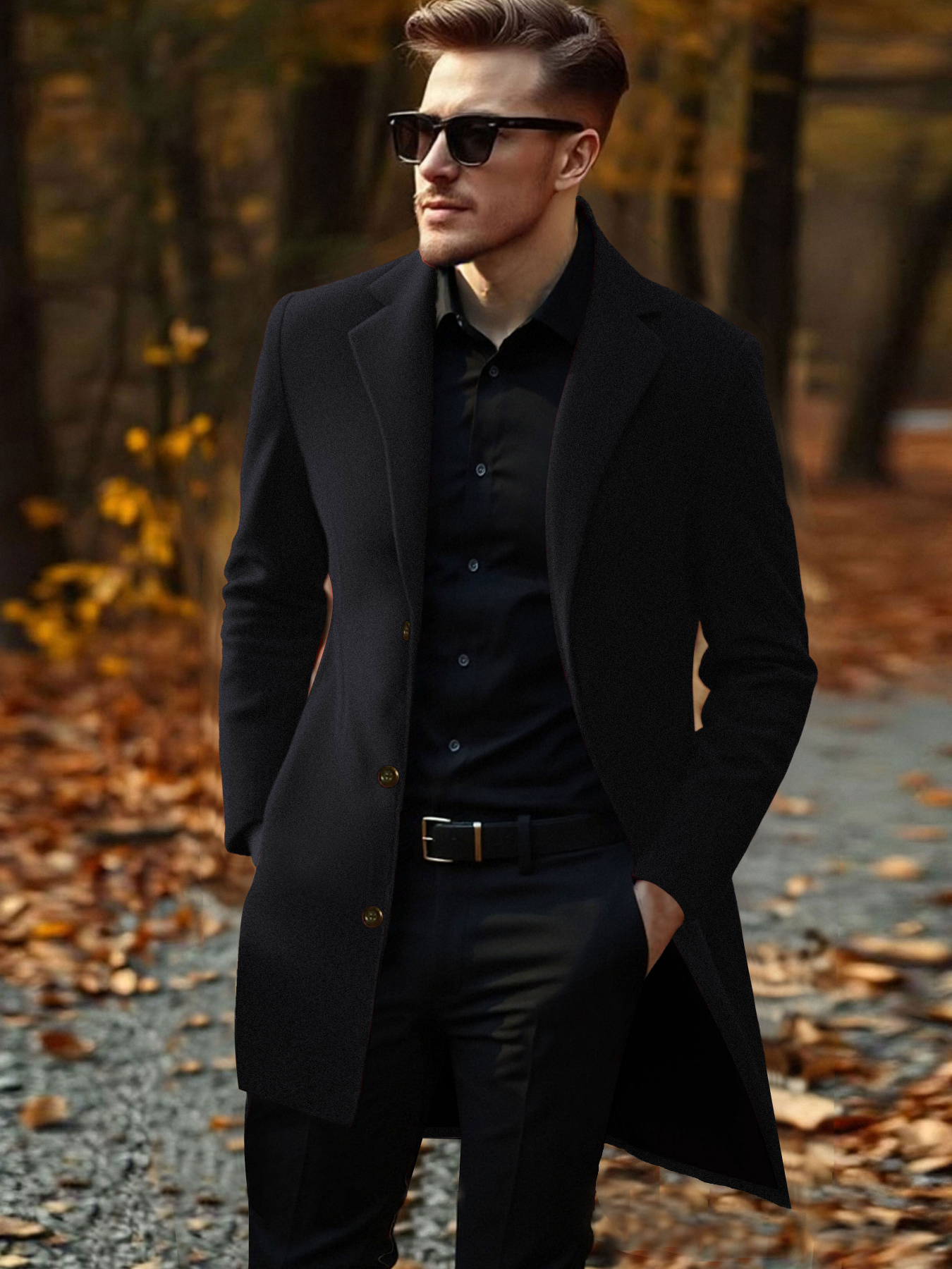 Mens Jacket Long Black Spring Jacket Long Trench Coat Jacket Men
