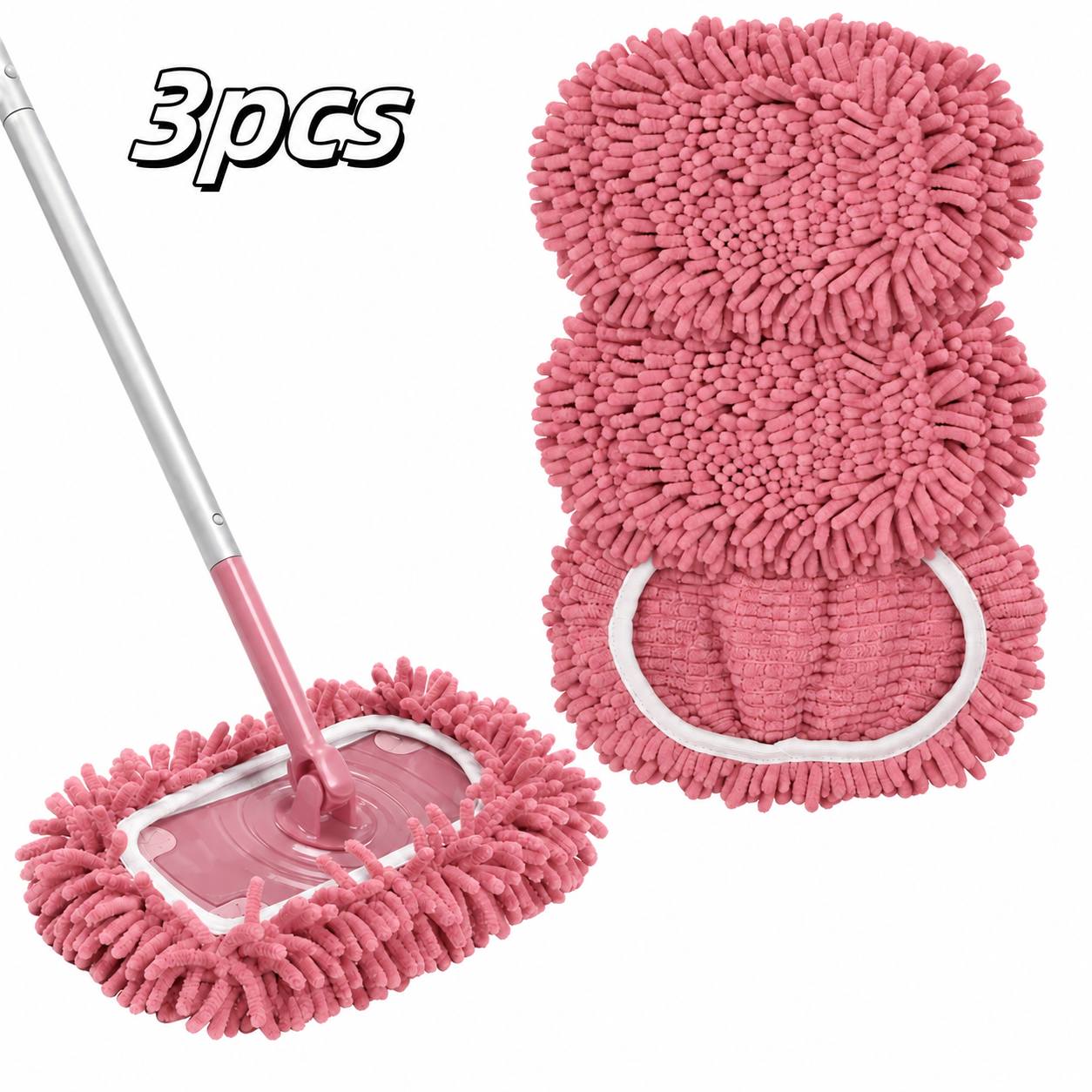 TEMU 3-pack (pink Snow) Heavy-duty Reusable Caterpillar Mop Head Replacement, 7-use Compatible With Vacuum Cleaners, Beautiful Cleaning Supplies,