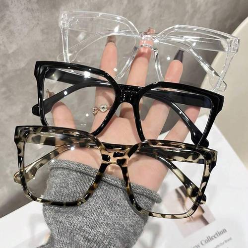 1/3pcs Lunettes Plates Oversized Tendance Unisexe Multicolores Cadre Noir en Option Imprimé Léopard Lunettes Transparentes Usage Quotidien