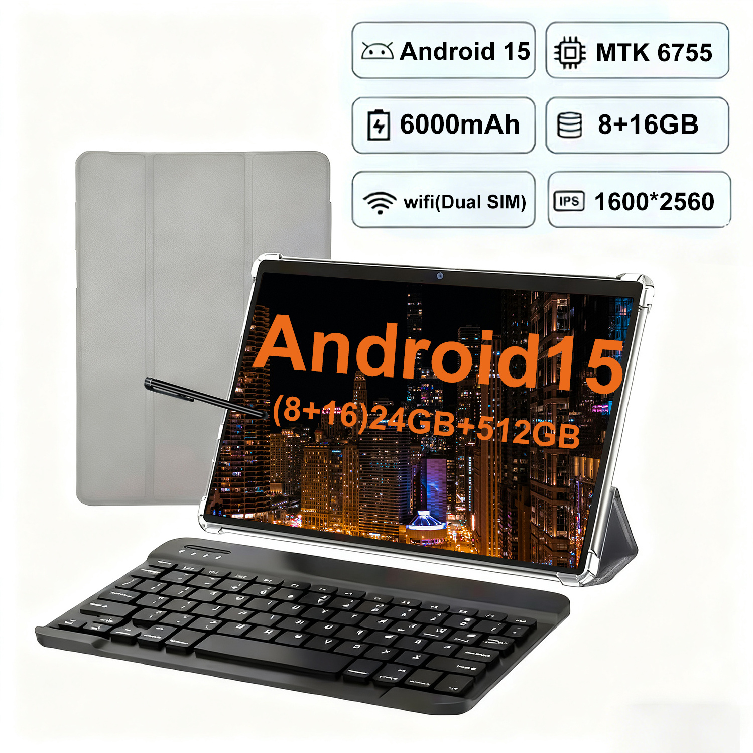 New 15 Tablet 10.1 Inch, 24gb (8+16gb) 512gb Rom, 4g Lte , 6000mah Battery