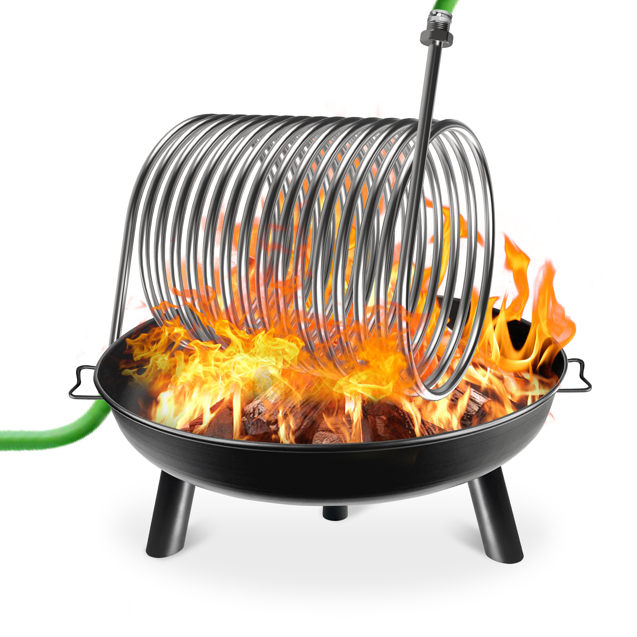 Image of 29. 5cm Outer Diameter Stainless Steel Spiral Coil, With Connectors, Suitable For Iron Buckets/wood Stoves, Compatible With Small To Medium-sized Swimming Pools, Gardens/campsites/country